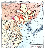 Карта Национально-освободительной войны в Китае в 1945 году