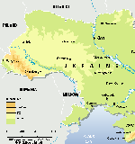 Физическая карта Украины на английском языке