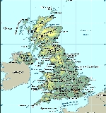 Физическая карта Великобритании и Северной Ирландии