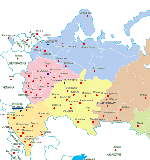 Карта России с разделением на федеральные округа